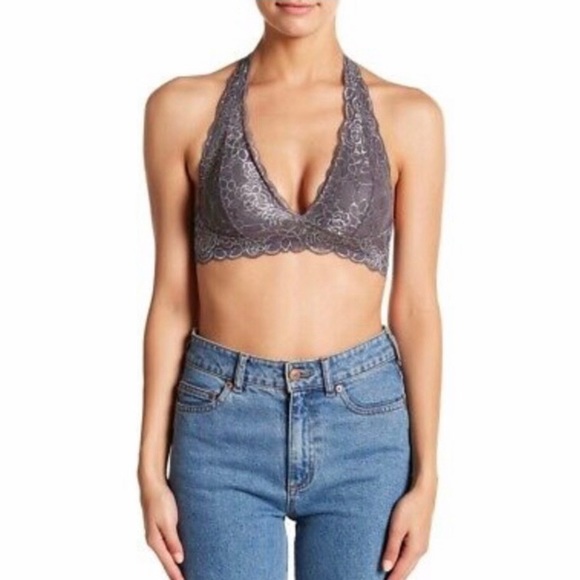 free press Other - Free Press Floral Lace Dose Grey Metallic Bralette